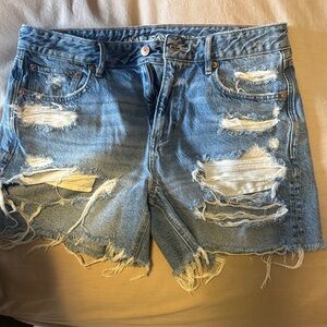 American Eagle Outfitters Tomgirl Ripped Blue Jean Shorts